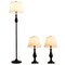 3 Piece Floor and Table Lamp Set with Fabric Shades Modern Metal Lamps for Living Room orBedroom